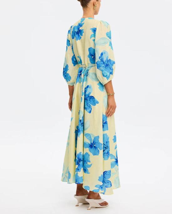  키바리 롱 원피스 소피 맥시 드레스 옐로우/블루 - KIVARI