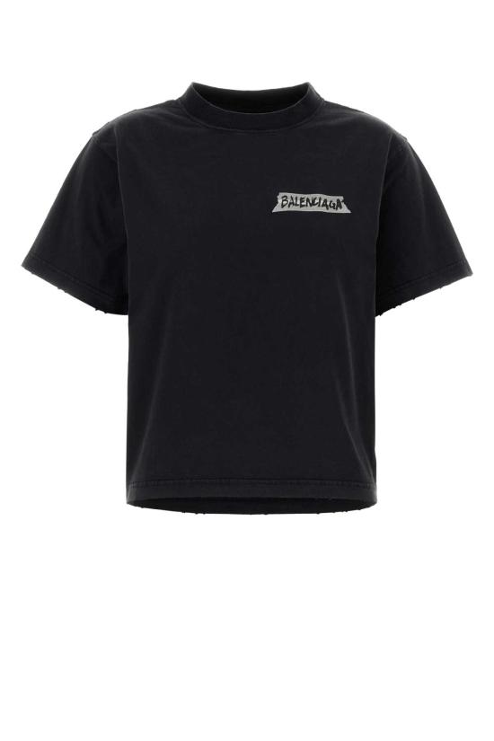 26SS 발렌시아가 마스킹 테이프 티셔츠 850990TTVL6 1041 Black