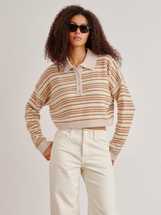  사블린 반팔 티셔츠 매디 니트 폴로 탑 버터컵 스트라이프