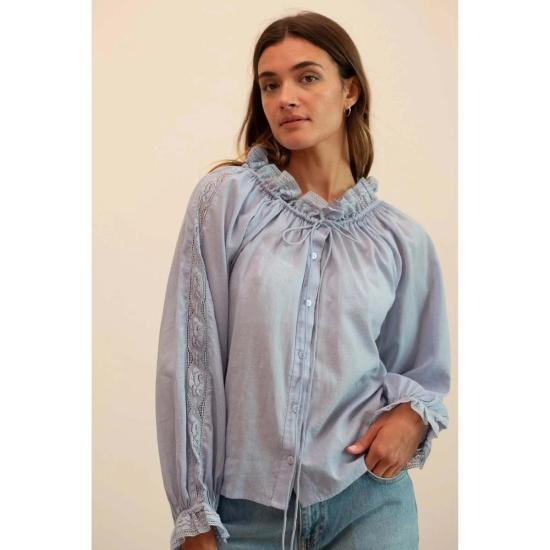  밀레 블라우스 아네트 탑 스카이