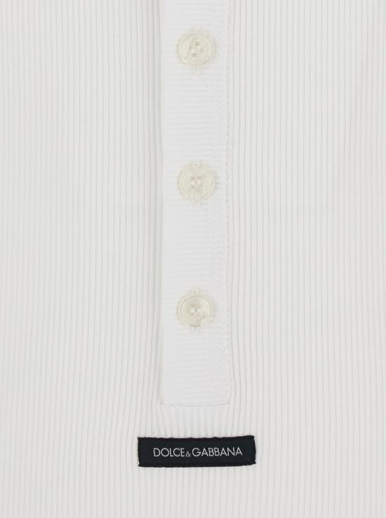 26SS 돌체앤가바나 로고 라벨 코튼 세라피노 티셔츠 G8PG8TG7P3JW0800 White - DOLCE & GABBANA