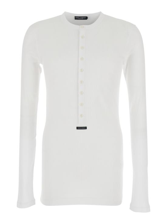 26SS 돌체앤가바나 로고 라벨 코튼 세라피노 티셔츠 G8PG8TG7P3JW0800 White