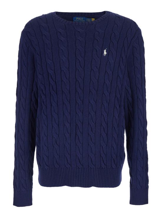 26SS 폴로 랄프로렌 로고 자수 케이블 니트 스웨터 710775885536 Blu