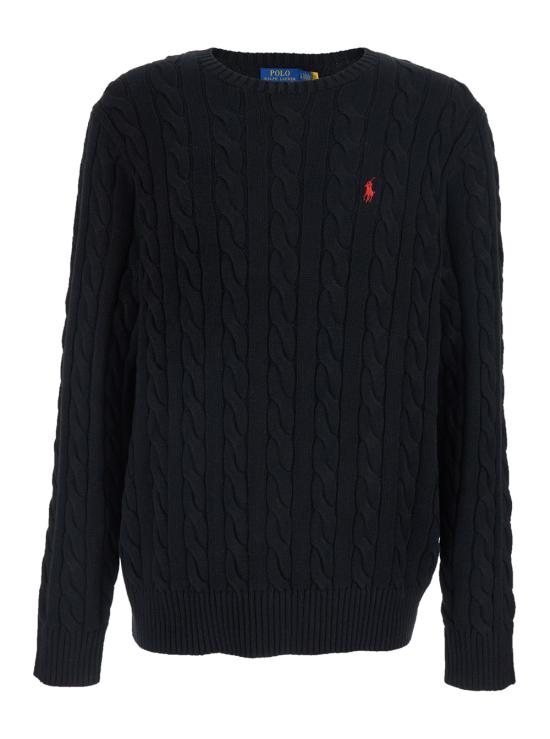 26SS 폴로 랄프로렌 로고 자수 케이블 니트 스웨터 710775885012 Black