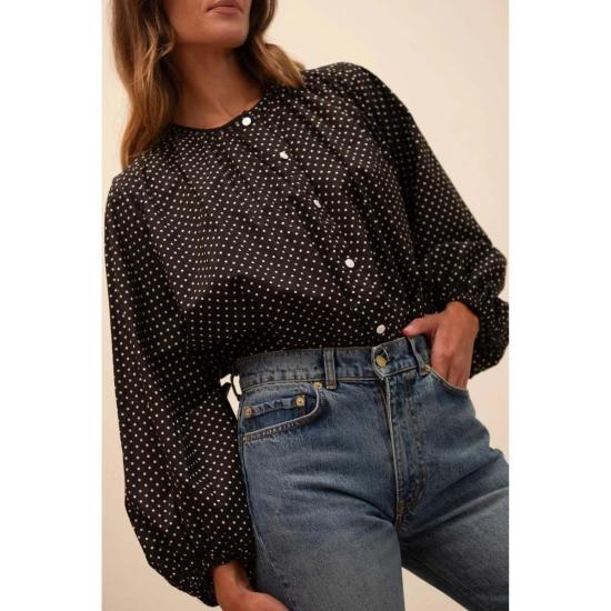  밀레 블라우스 세실리 탑 블루 플로럴 - MILLE