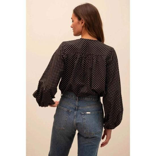  밀레 블라우스 세실리 탑 블루 플로럴 - MILLE