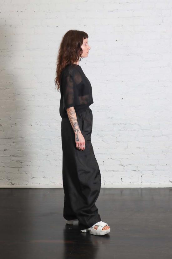  티비 블라우스 쉬어 울 거즈 이지 티탑 블랙 - TIBI