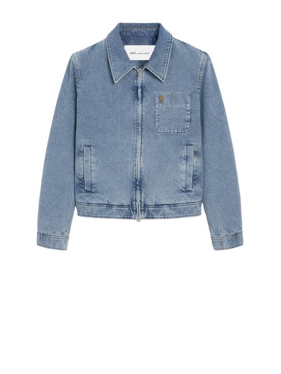 26SS 아미 스몰 하트 로고 코튼 지퍼 자켓 HJK835 DE0046 480 BLEU USED