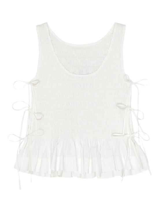 26SS 가니 코튼 스모크 타이 탑 W0886 151 Bianco - GANNI