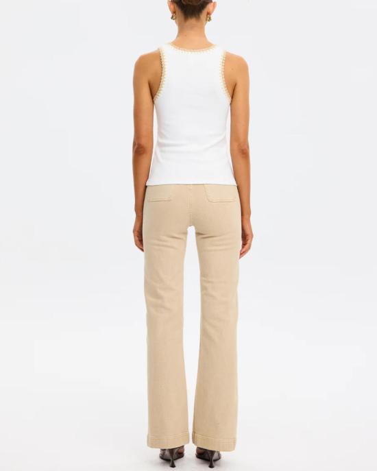  키바리 민소매 티셔츠 탈룰라 스플라이스드 탱크 아이보리/탠 - KIVARI