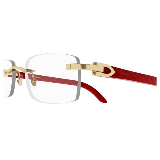 26SS 까르띠에 스퀘어 림리스 안경 CT0052O 006 GOLD RED TRANSPARENT - CARTIER