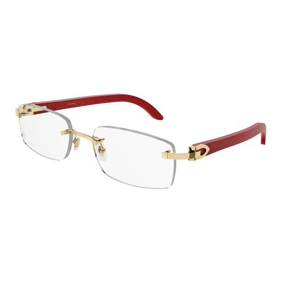 26SS 까르띠에 스퀘어 림리스 안경 CT0052O 006 GOLD RED TRANSPARENT