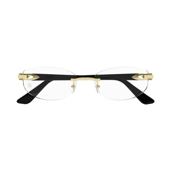 26SS 까르띠에 림리스 무테 안경 CT0318O 001 GOLD BLACK TRANSPARENT - CARTIER