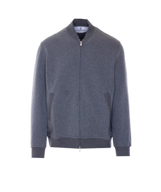 26SS 브루넬로 쿠치넬리 지퍼 디테일 테크노 코튼 플리스 MW8639072G C080 Grey