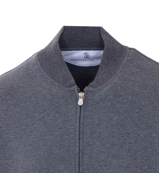 26SS 브루넬로 쿠치넬리 지퍼 디테일 테크노 코튼 플리스 MW8639072G C080 Grey - BRUNELLO CUCINELLI