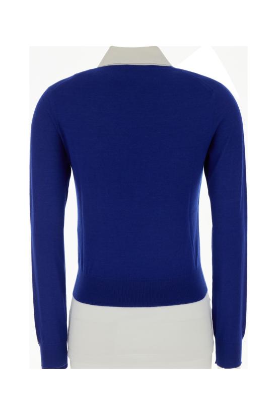 26SS 셀린느 파인 캐시미어 실크 폴로 스웨터 RX0FD0W27 GDT9 ROYALBLUEWHITE - CELINE