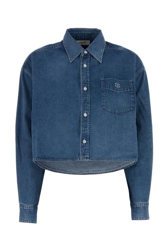 26SS 셀린느 데님 크롭 셔츠 RC0BC2N67 GDP1 INDIGOWHISPER