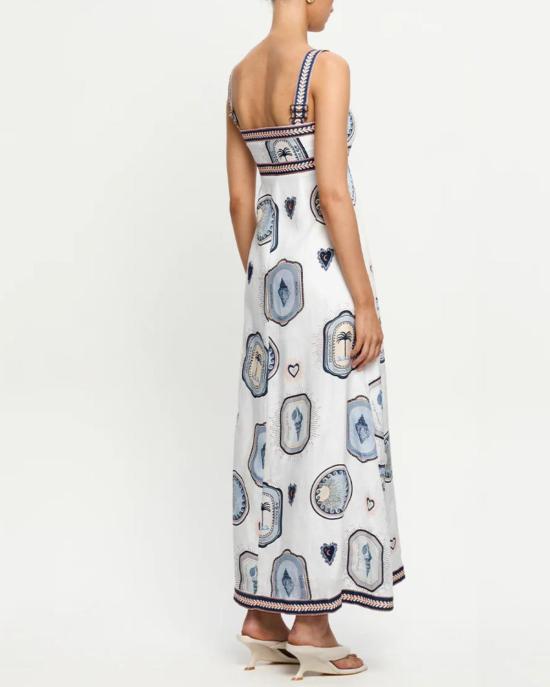  키바리 롱 원피스 알레시아 드레스 크림/네이비 - KIVARI