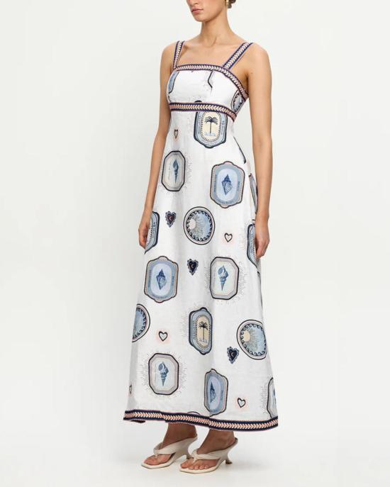  키바리 롱 원피스 알레시아 드레스 크림/네이비 - KIVARI