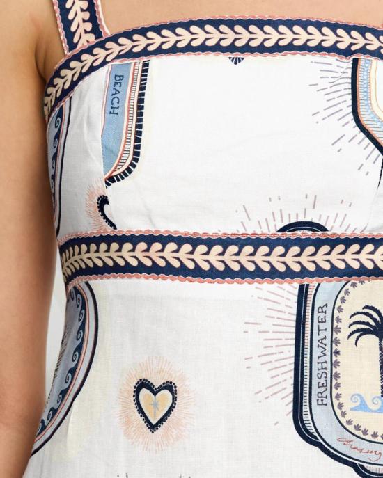  키바리 롱 원피스 알레시아 드레스 크림/네이비 - KIVARI