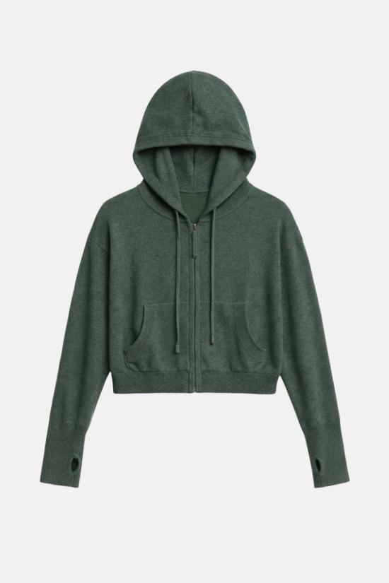  더 타일 클럽 스웨터 타일 클럽 에이미 캐시미어 지퍼 후드티 올리브