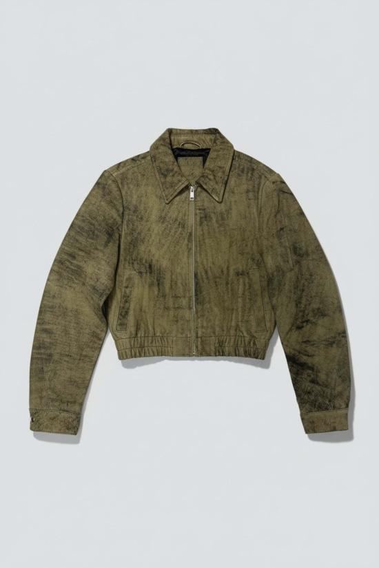  어셈블리 뉴욕 자켓 어셈블리 앤티크 올리브 가죽 수축 지퍼 재킷 - ASSEMBLY NEW YORK