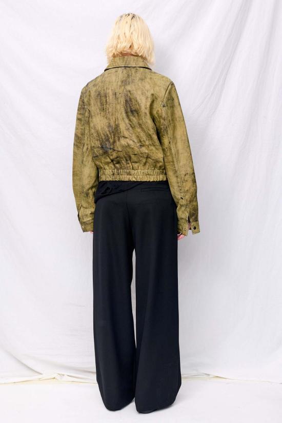  어셈블리 뉴욕 자켓 어셈블리 앤티크 올리브 가죽 수축 지퍼 재킷 - ASSEMBLY NEW YORK