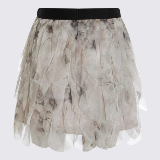  막스마라 숏 스커트 펄 그레이 실크 스커트 - MAX MARA