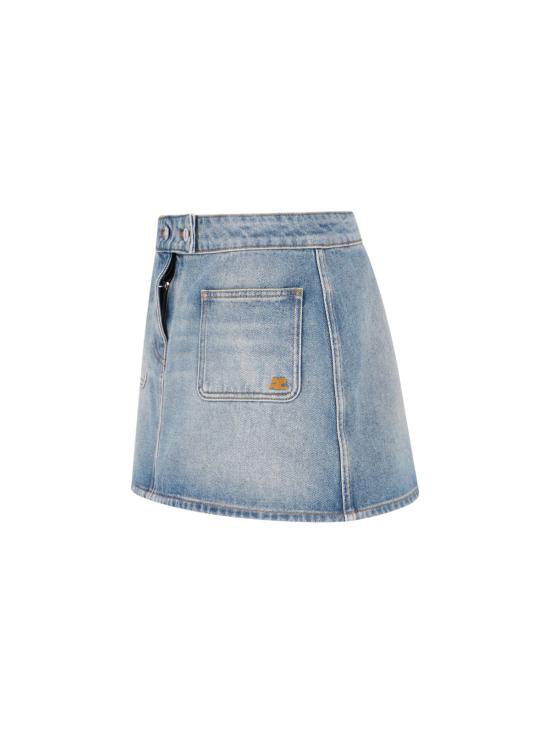 26SS 쿠레쥬 시그니처 데님 미니 스커트 126DJU342DE0058 7055 Blue - COURREGES