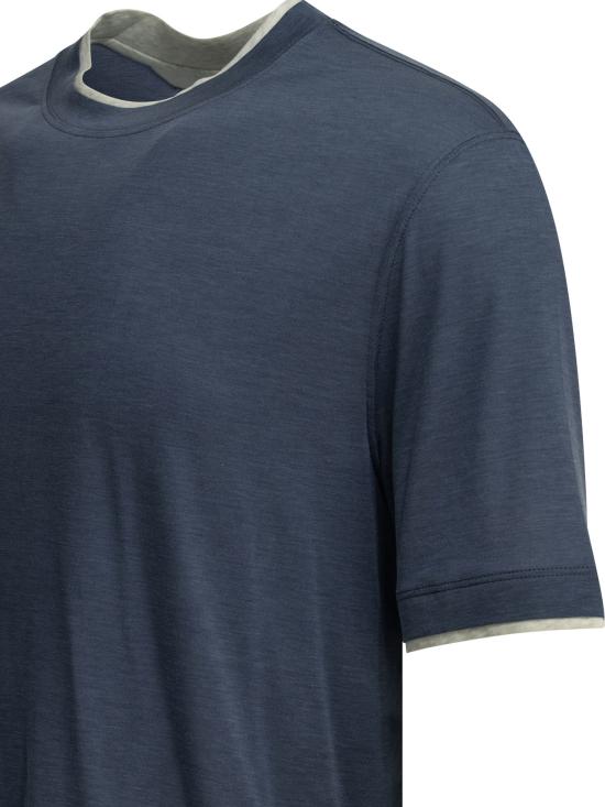 26SS 브루넬로 쿠치넬리 페이크 레이어링 티셔츠 MR8337427CTA27 Blue - BRUNELLO CUCINELLI
