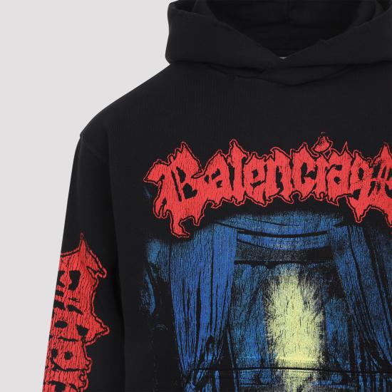 26SS 발렌시아가 후드 티셔츠 851238 TUVD9 1000 BLACK - BALENCIAGA
