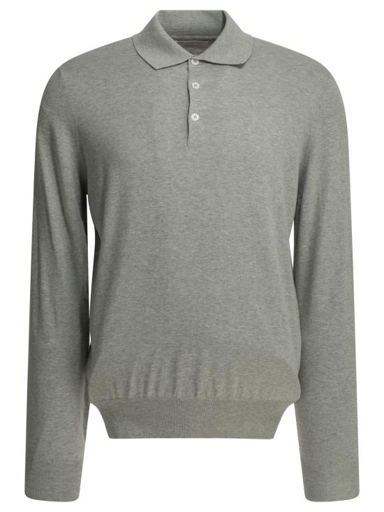 26SS 브루넬로 쿠치넬리 니트 폴로 셔츠 M29800135CY162 Grey