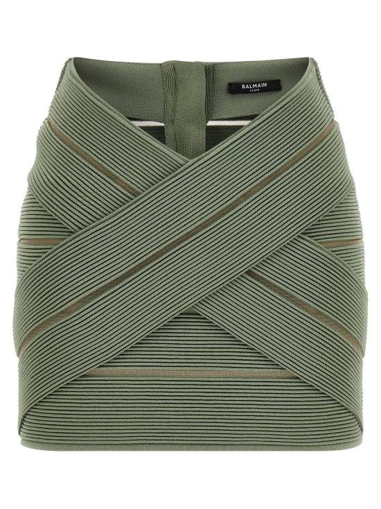 26SS 발망 롱 스커트 GF0LBB48KJ757EU Green