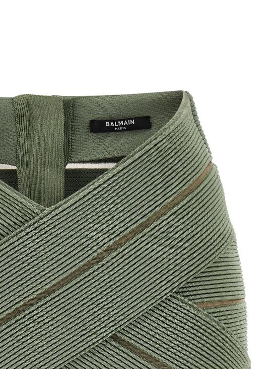 26SS 발망 롱 스커트 GF0LBB48KJ757EU Green - BALMAIN