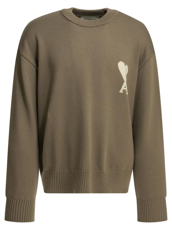 26SS 아미 ADC 울 & 코튼 크루넥 하트 스웨터 UKS859 KN0156A117 Beige