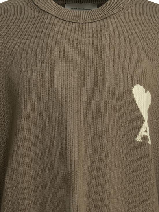 26SS 아미 ADC 울 & 코튼 크루넥 하트 스웨터 UKS859 KN0156A117 Beige - AMI