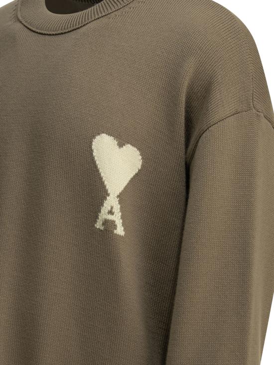 26FW 아미 ADC 울 & 코튼 크루넥 하트 스웨터 UKS859 KN0156A117 Beige - AMI