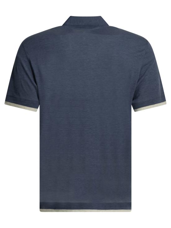 26SS 브루넬로 쿠치넬리 저지 폴로 셔츠 MR8333966CTA27 Blue - BRUNELLO CUCINELLI