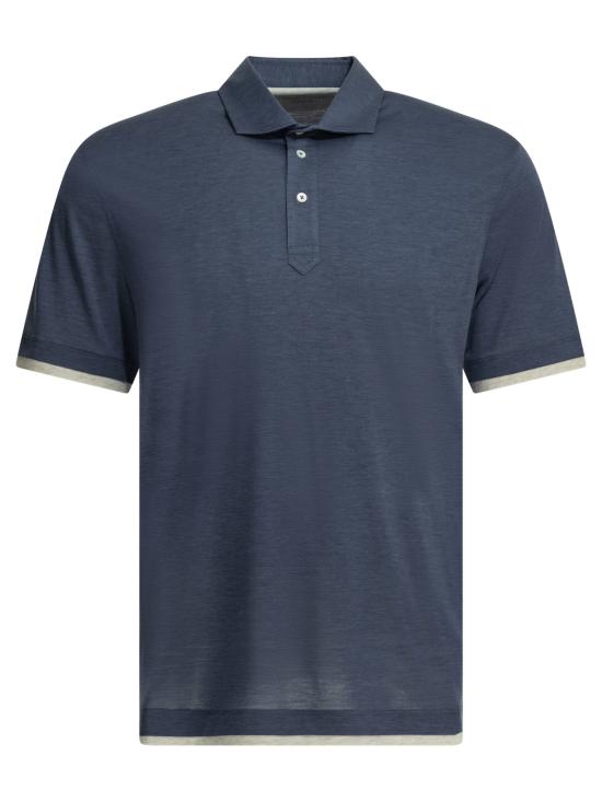 26SS 브루넬로 쿠치넬리 저지 폴로 셔츠 MR8333966CTA27 Blue