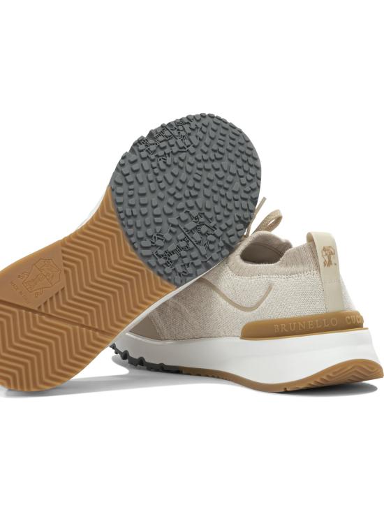 26SS 브루넬로 쿠치넬리 히트 본디드 디테일 테크노 코튼 니트 러너 스니커즈 MZUEHRO342CLC32 BEIGE - BRUNELLO CUCINELLI
