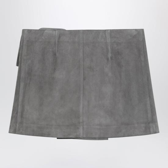 26SS 아미 고트 레더 빅 버클 벨티드 미니 스커트 FSK464LH0059 Grey - AMI