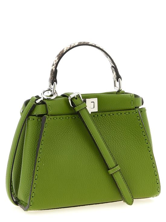 26SS 펜디 미니 피카부 220 핸드 스티칭 탑스티치 헤이즐넛 셀러리아 백 8BN244AYB3F1WMT Green - FENDI