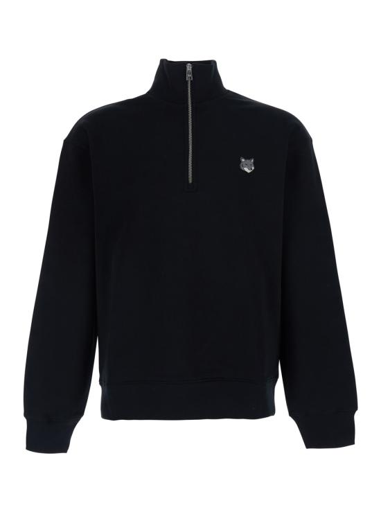 26SS 메종키츠네 폭스 헤드 컴포트 하프 집 스웨트셔츠 PM00305KM0341P199 Black