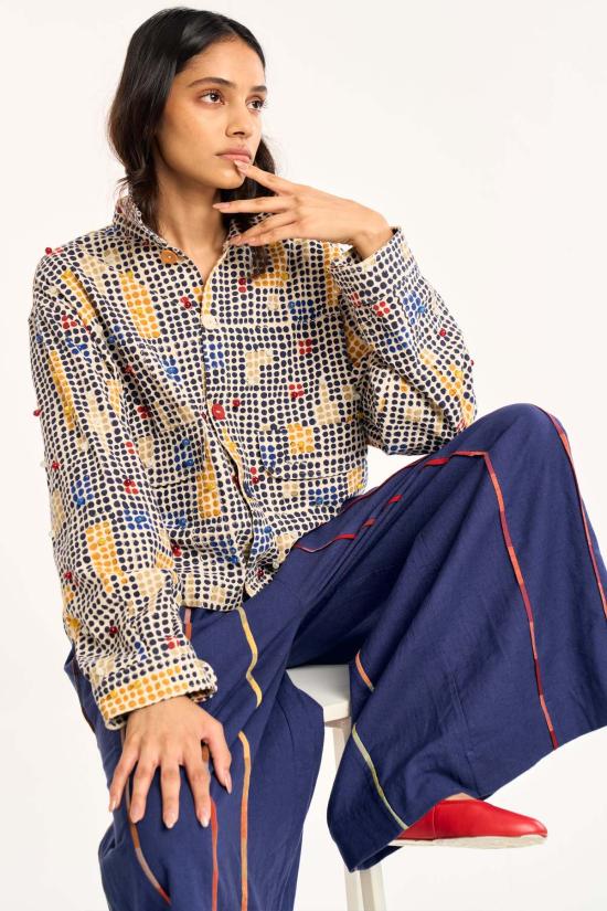  루주타 셰스 자켓 아스트리드 재킷 틱택 프린트