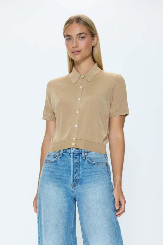  피스톨라 스웨터 루카 반팔 니트 탑 - PISTOLA