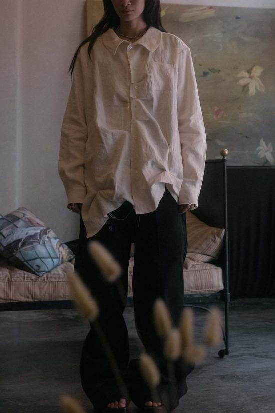  Kenta Nagamine 탑 나가미네 켄타 미노 와시 핸드 조각 셔츠 내추럴