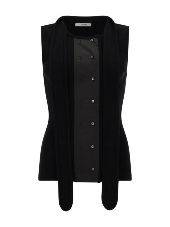 26SS 르메르 어시메트리컬 피티드 탑 TS0004 LJ1030BK999 BLACK