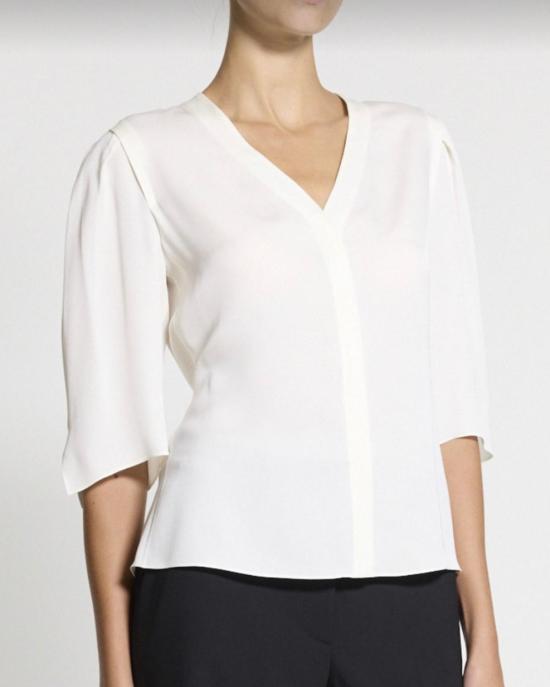  띠어리 탑 시어리 라운드 슬리브 버튼업  아이보리 - THEORY