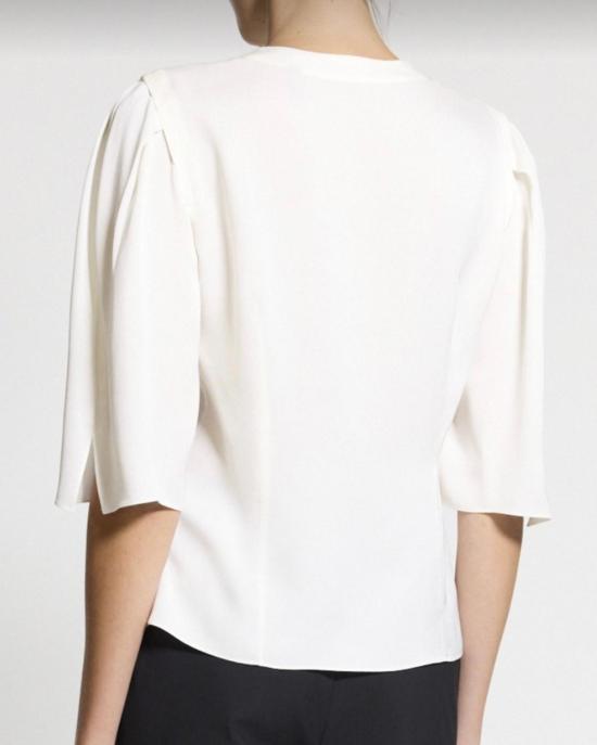  띠어리 탑 시어리 라운드 슬리브 버튼업  아이보리 - THEORY