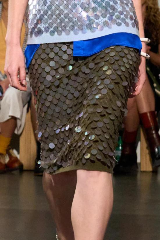  ZANKOV 미디 스커트 Zankov Matteo Pailette  올리브 - OTHER BRANDS